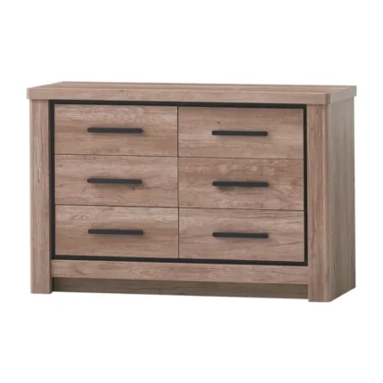 COMMODE 6 TIROIRS EN PANNEAUX DE PARTICULES - CHÊNE MOCHA