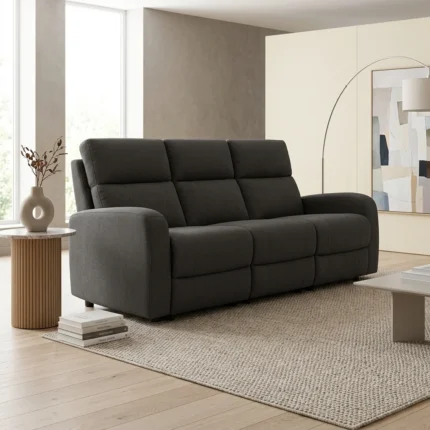CANAPÉ 3 PLACES AVEC 2 RELAX - GRIS FONCÉ