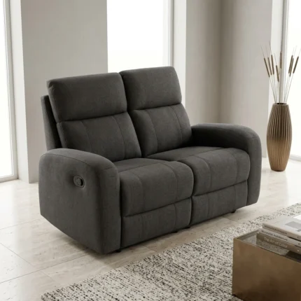 CANAPÉ 2 PLACES AVEC 2 RELAX - GRIS FONCÉ