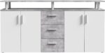 ENFILADE 4 PORTES / 3 TIROIRS - BLANC ET GRIS – Image 2