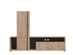 MEUBLE TV LIVING 3 PORTES 3 NICHES - CHENE ET NOIR – Image 2