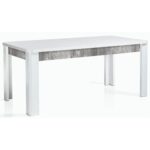 TABLE RECTANGLE AVEC ALLONGE - BLANC LAQUE & GRIS BETON – Image 2