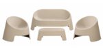 SIEGE 2 PLACES + 2 FAUTEUILS + 1 TABLE BASSE - TAUPE – Image 2