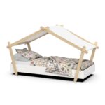 LIT 90 X 200 CM STYLE MAISON - BLANC & CHENE  AVEC SOMMIER – Image 2
