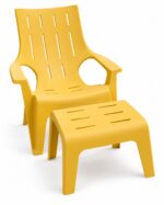 FAUTEUIL AVEC REPOSE-PIEDS EN POLYPROPYLÈNE - JAUNE – Image 2