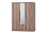 ARMOIRE 3 PORTES 1 MIROIR 2 TIROIRS EN PANNEAUX DE PARTICULES - CHÊNE MOCHA – Image 2