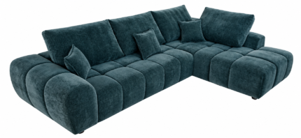 CANAPÉ D'ANGLE DROIT EN TISSU - BLEU