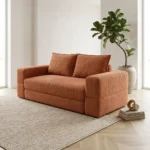 CANAPÉ DROIT 3 PLACES COMPRESSÉ EN TISSU TEXTURÉ - ORANGE