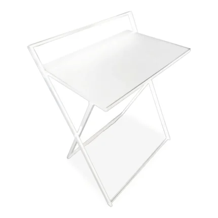 BUREAU COMPACT PLIANT EN MÉTAL - BLANC