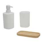 DISTRIBUTEUR DE SAVON + POT + COUPELLE - BLANC