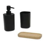DISTRIBUTEUR DE SAVON + POT + COUPELLE - NOIR