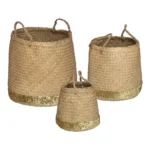 LOT DE 3 PANIERS RONDS EN ROSEAU - NATUREL