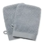 LOT DE 2 GANTS DE TOILETTE 16X21 CM EN COTON BIO - ACIER