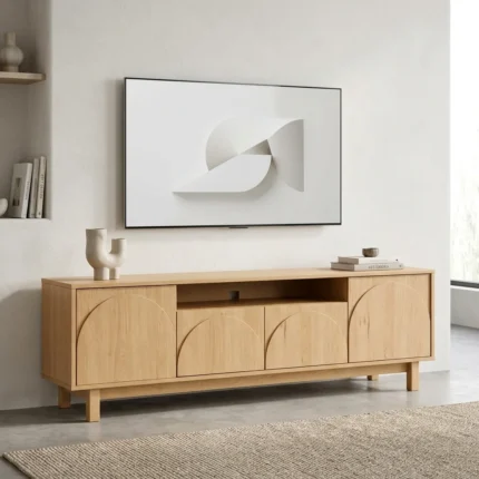 MEUBLE TV 4 PORTES + 1 NICHE - CHENE