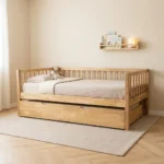 LIT GIGOGNE 90 X 190 CM -  COULEUR CHENE NATUREL