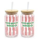 LOT DE 2 VERRES DE NOËL 46 CL AVEC PAILLES