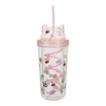 VERRE 40 CL AVEC PAILLE MOTIF CHAT