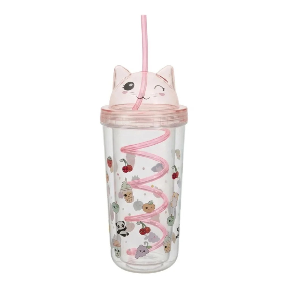 AI Generated Product Image VERRE 40 CL AVEC PAILLE MOTIF CHAT – Image 1