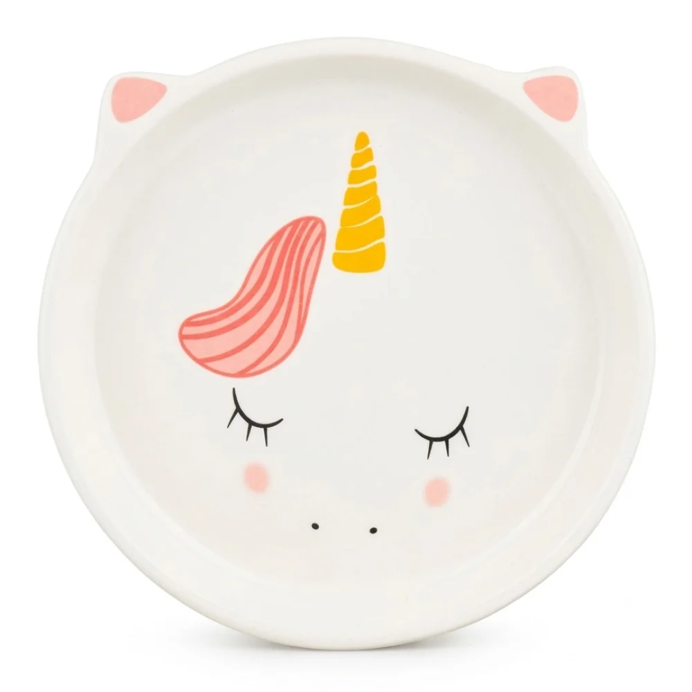 AI Generated Product Image ASSIETTE 20 CM EN DOLOMITE MOTIF LICORNE – Image 1
