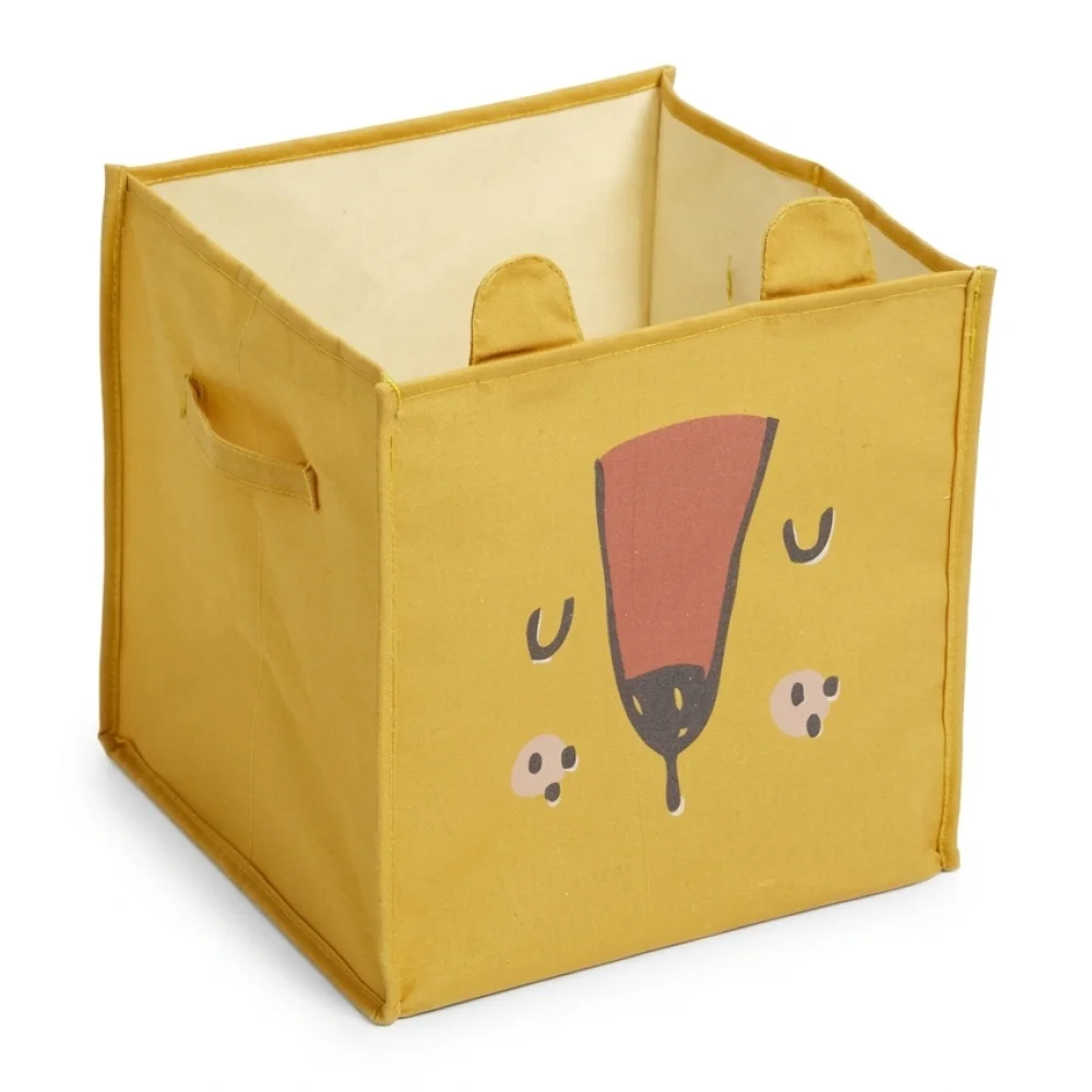 AI Generated Product Image CUBE DE RANGEMENT LION 31X31X31 CM EN TISSU - OCRE – Image 1