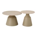 LOT DE 2 TABLES BASSES GIGOGNES RONDES EFFET TRAVERTIN - KHAKI