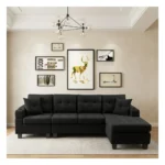 CANAPE D'ANGLE REVERSIBLE EN TISSU - NOIR