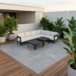 CANAPÉ D'ANGLE + 2 TABLES BASSES - ANTHRACITE