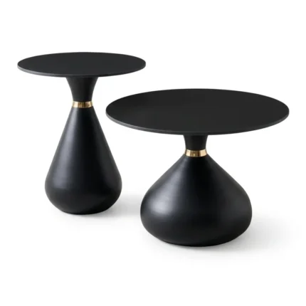 LOT DE 2 TABLES BASSES GIGOGNES RONDES - NOIR