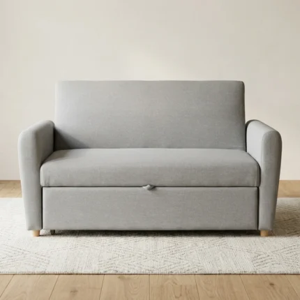 CANAPE LIT GRIS CLAIR TISSU