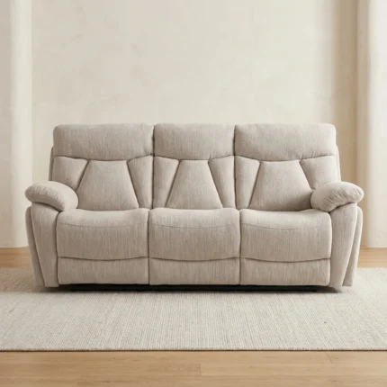 CANAPÉ 3 PLACES 2 RELAX ÉLECTRIQUES EN TISSU - BEIGE