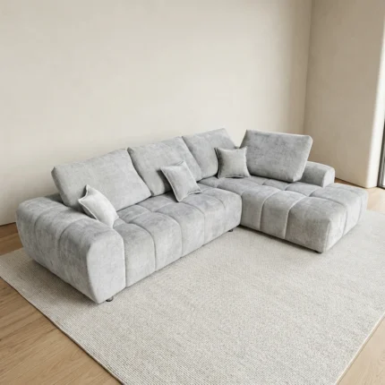 CANAPÉ D'ANGLE DROIT EN TISSU - GRIS