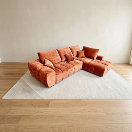 CANAPÉ D'ANGLE DROIT EN TISSU - ORANGE