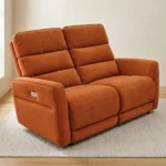 CANAPÉ 2 PLACES 2 RELAX ÉLECTRIQUES EN TISSU - ORANGE