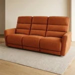 CANAPÉ 3 PLACES 2 RELAX ÉLECTRIQUES EN TISSU - ORANGE