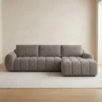 CANAPÉ D'ANGLE DROIT EN TISSU - TAUPE