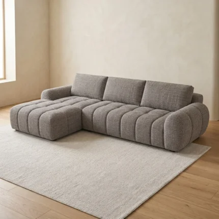 CANAPÉ D'ANGLE GAUCHE EN TISSU - TAUPE