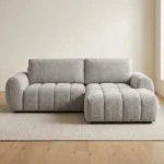 CANAPÉ D'ANGLE DROIT EN TISSU - GRIS