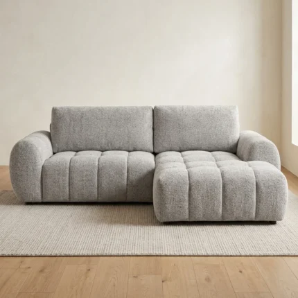 CANAPÉ D'ANGLE DROIT EN TISSU - GRIS