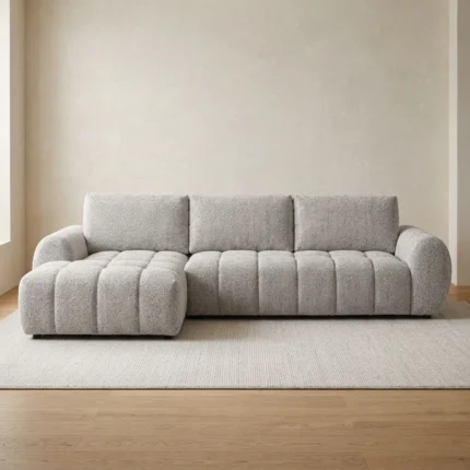 CANAPÉ D'ANGLE GAUCHE EN TISSU - GRIS