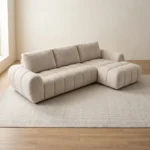 CANAPÉ D'ANGLE DROIT EN TISSU - BEIGE