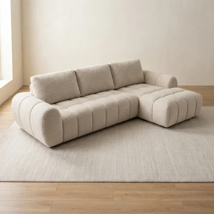 CANAPÉ D'ANGLE DROIT EN TISSU - BEIGE