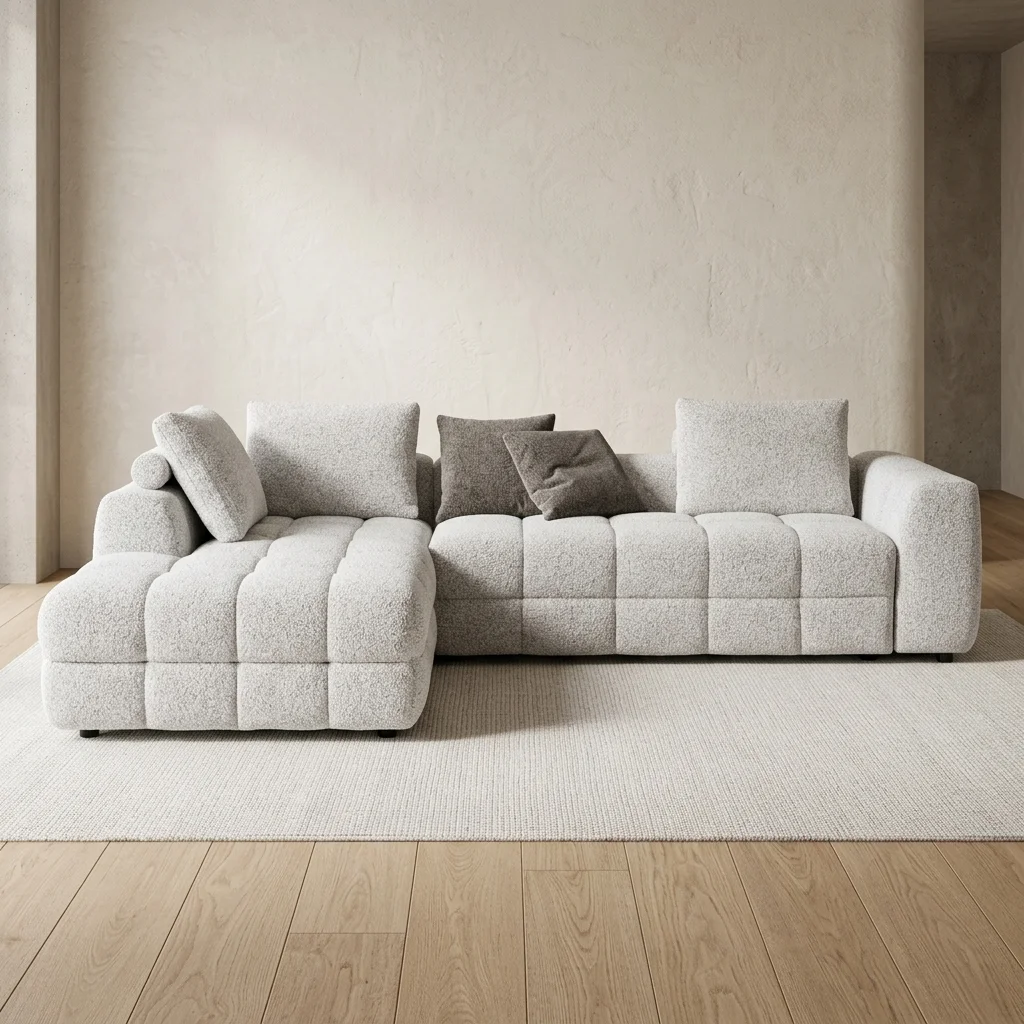 AI Generated Product Image CANAPÉ D'ANGLE GAUCHE EN TISSU - BLANC ET TAUPE – Image 1