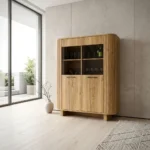 VITRINE 2 PORTES AVEC 4 COMPARTIMENTS VITRÉS - CHENE MAUVELLA