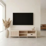 MEUBLE TV 1 PORTE COULISSANTE + 1 TIROIR ET 3 NICHES - CHÊNE