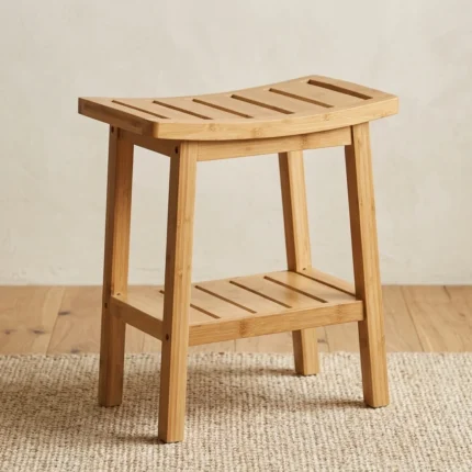 TABOURET DE SALLE DE BAIN EN BAMBOU – COLORIS NATUREL