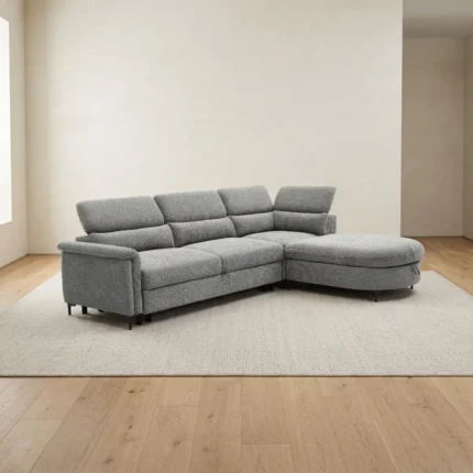 CANAPÉ D'ANGLE CONVERTIBLE AVEC COFFRE DE RANGEMENT - BEIGE