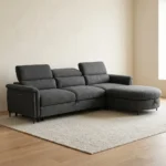 CANAPÉ D'ANGLE CONVERTIBLE AVEC COFFRE DE RANGEMENT - GRIS FONCÉ