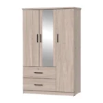 ARMOIRE 3 PORTES + 2 TIROIRS ET 1 MIROIR - CHENE