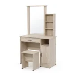 COIFFEUSE  1 TIROIR + 1 PORTE + 1 NICHE +TABOURET - CHÊNE
