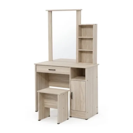 COIFFEUSE  1 TIROIR + 1 PORTE + 1 NICHE +TABOURET - CHÊNE